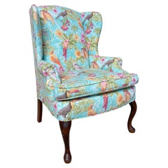 Upholstered Vintage Wingback Chair, Mid 20th Century