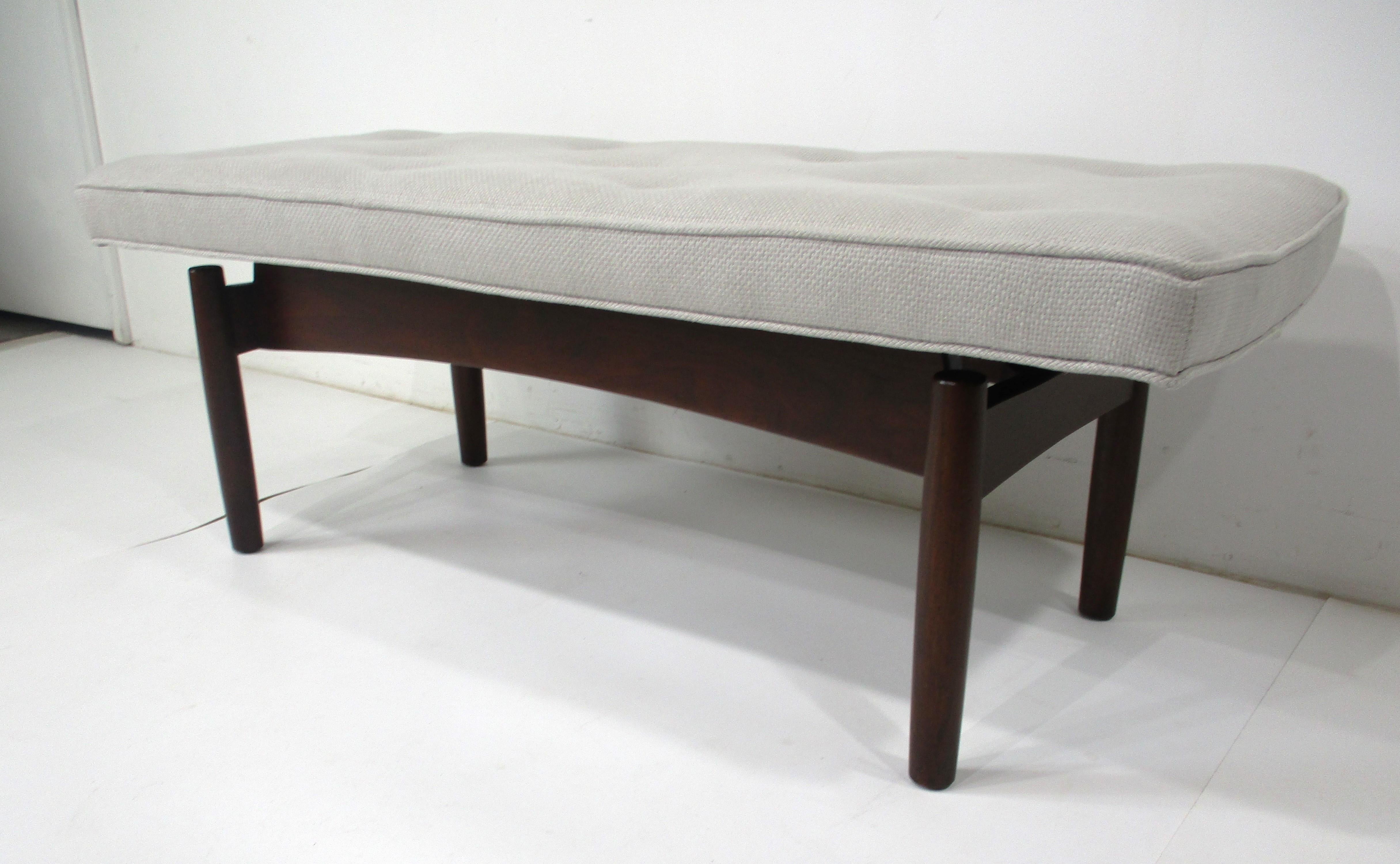Unknown Upholstered Walnut Bench in the Style of Greta Grossman Danish Modern (A) For Sale