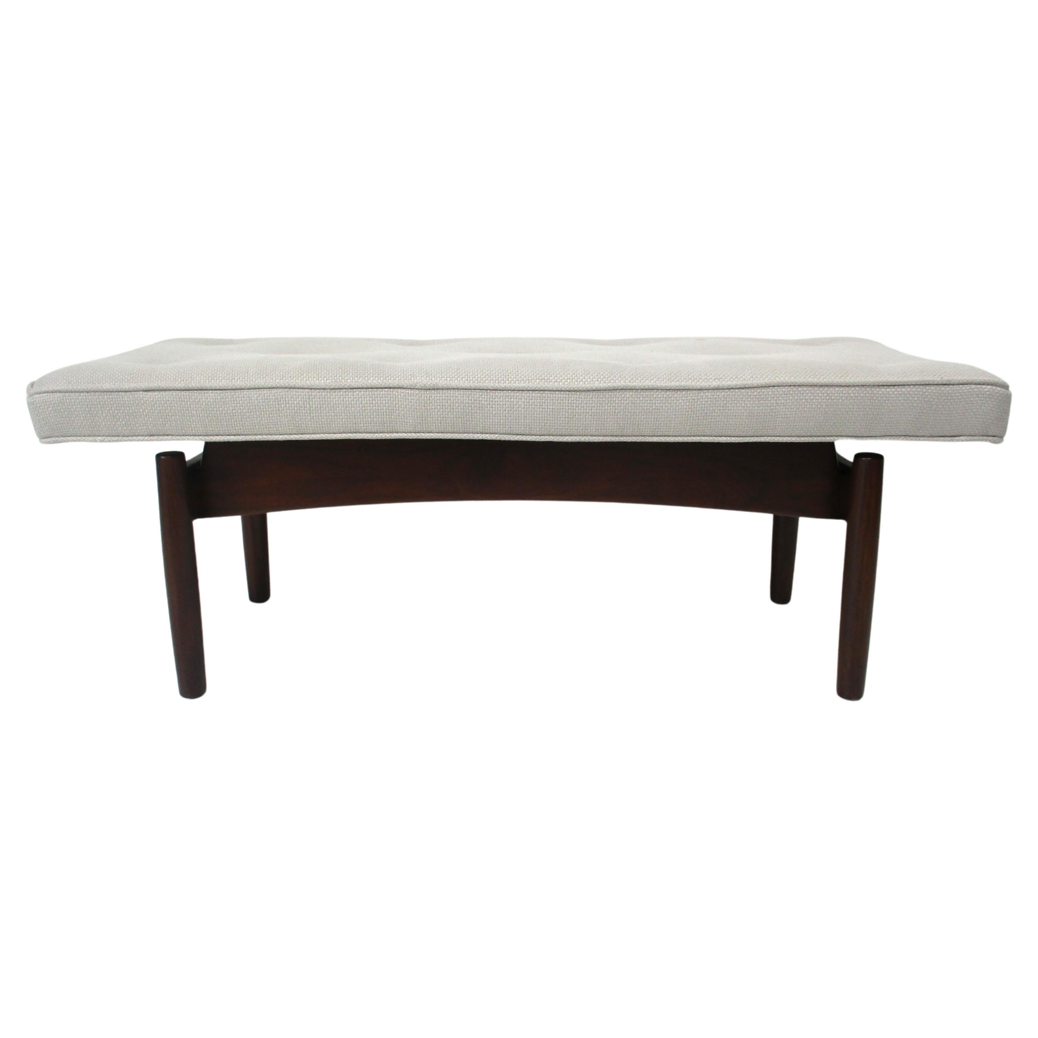 Upholstered Walnut Bench in the Style of Greta Grossman Danish Modern (A) For Sale