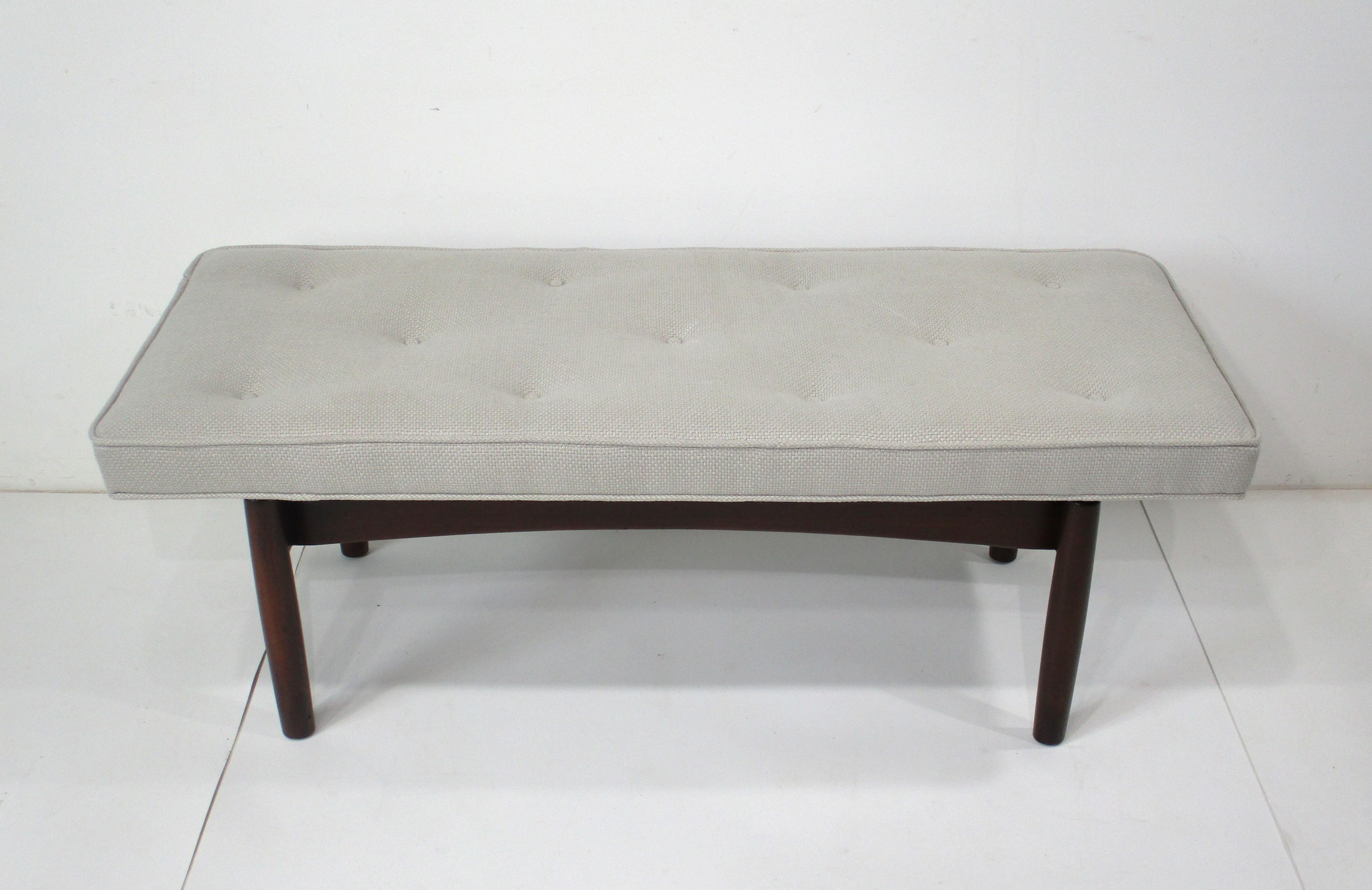 Upholstered Walnut Bench in the Style of Greta Grossman Danish Modern (B) For Sale 3