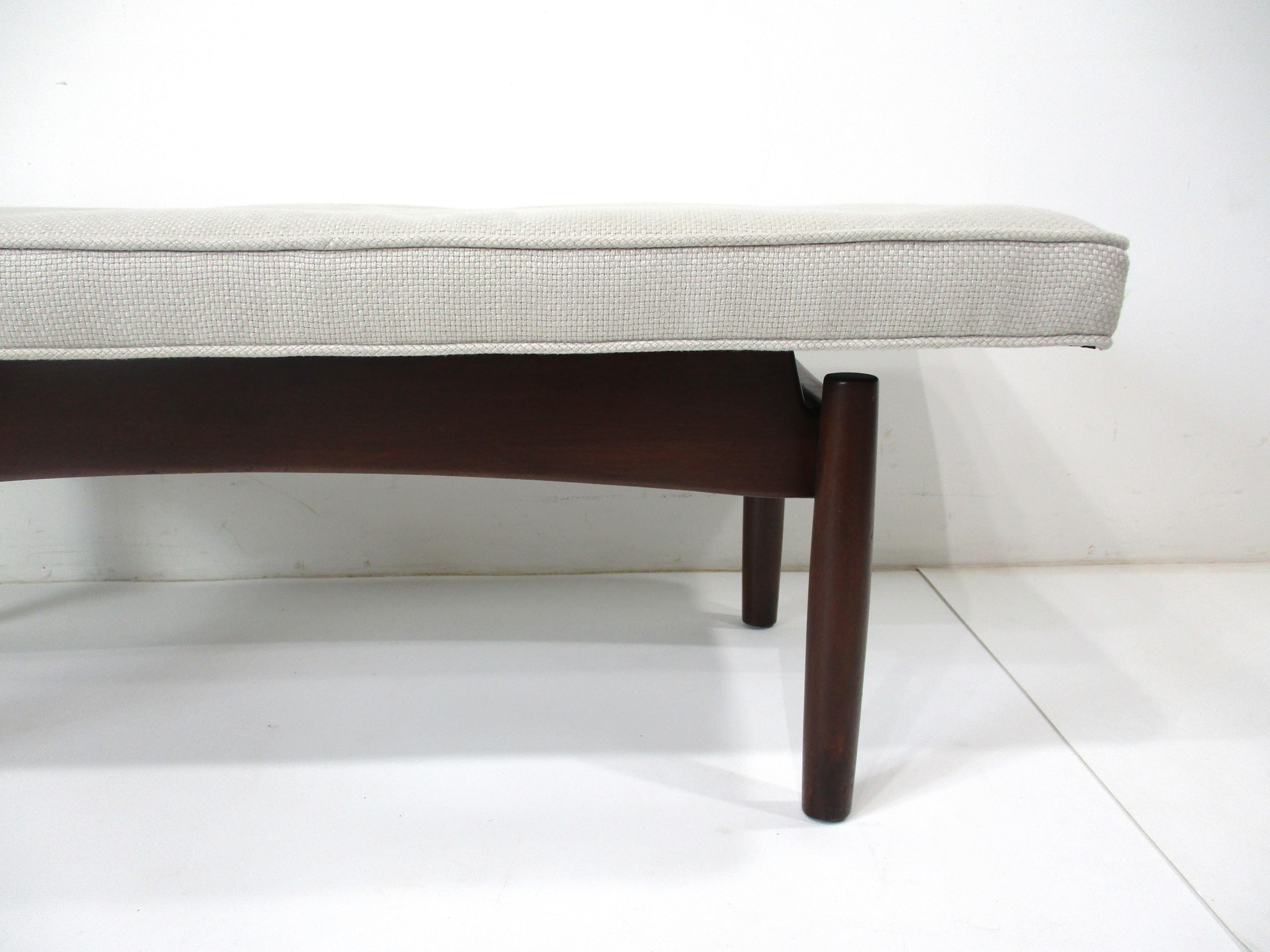 Unknown Upholstered Walnut Bench in the Style of Greta Grossman Danish Modern (B) For Sale