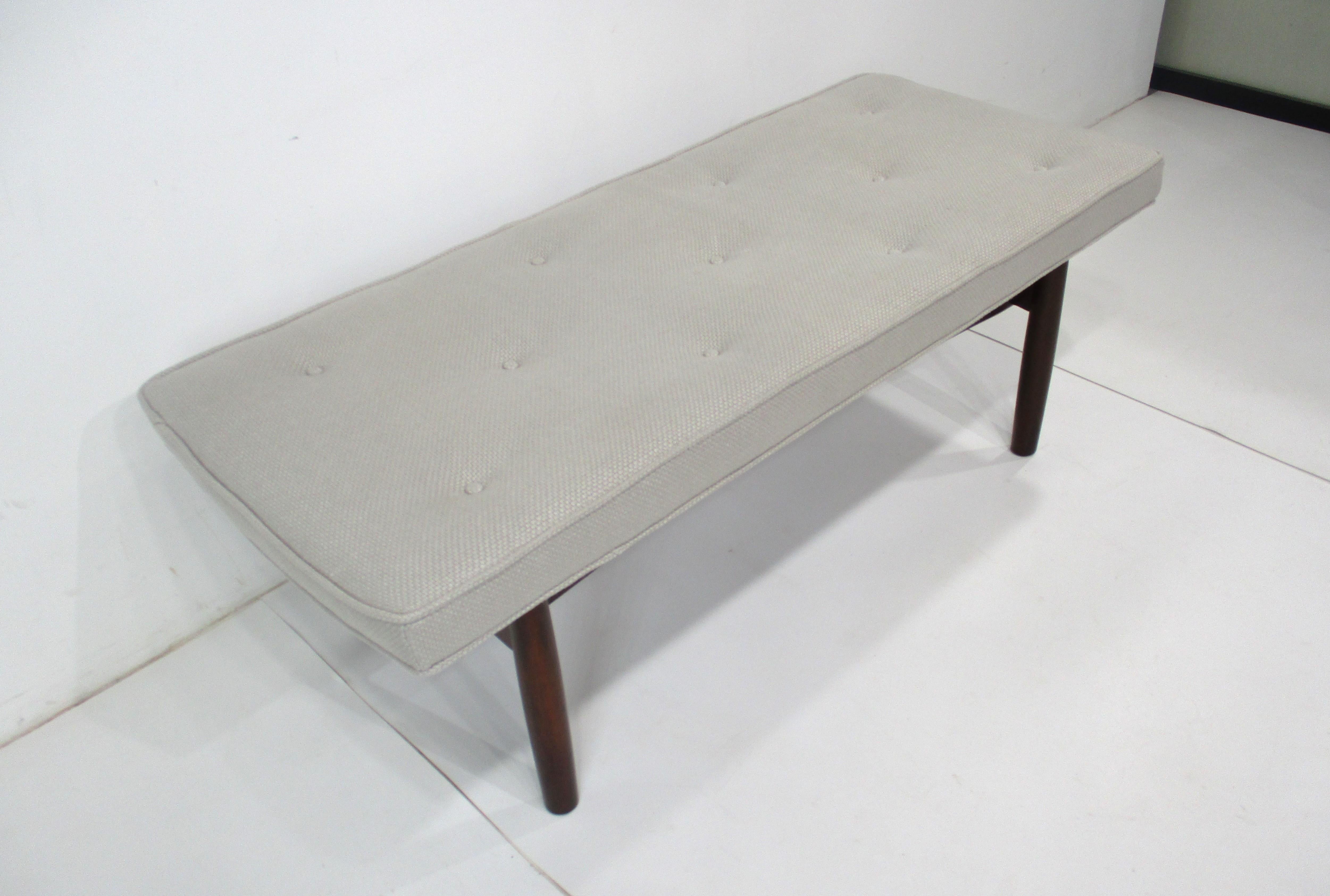 Upholstered Walnut Bench in the Style of Greta Grossman Danish Modern (B) In Good Condition For Sale In Cincinnati, OH