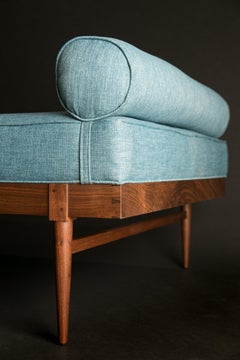 Upholstered Walnut Buchanan Daybed Twin Size with Dovetails and Turned Legs