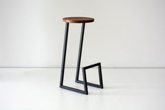 Upholstered Walnut Corktown Stool Counter by Hollis & Morris