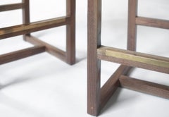 Upholstered Walnut Crescent Bar Stool- Counter Height