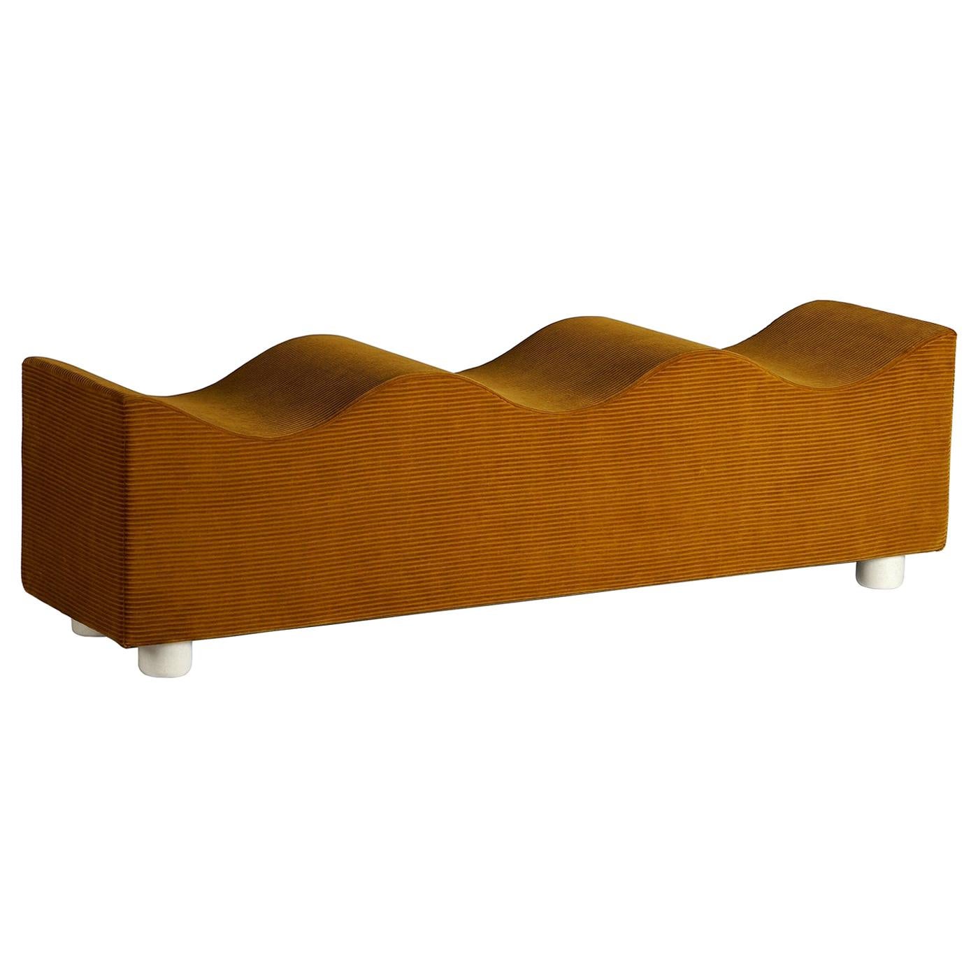 Customizable Upholstered Wave Bench in Corduroy by Objects for Objects For Sale