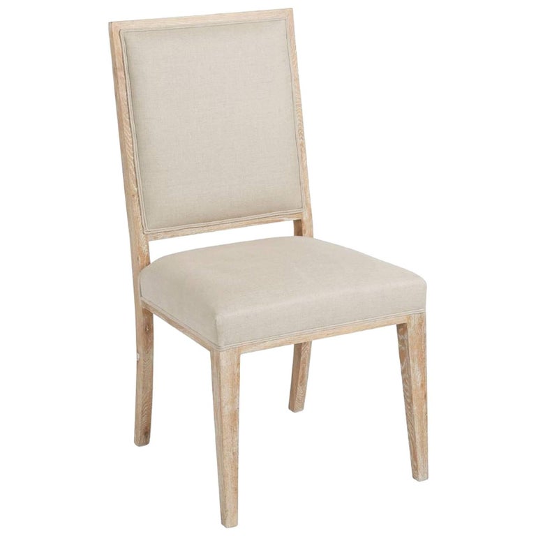 Upholstered White Wash Dining Chair For Sale at 1stDibs