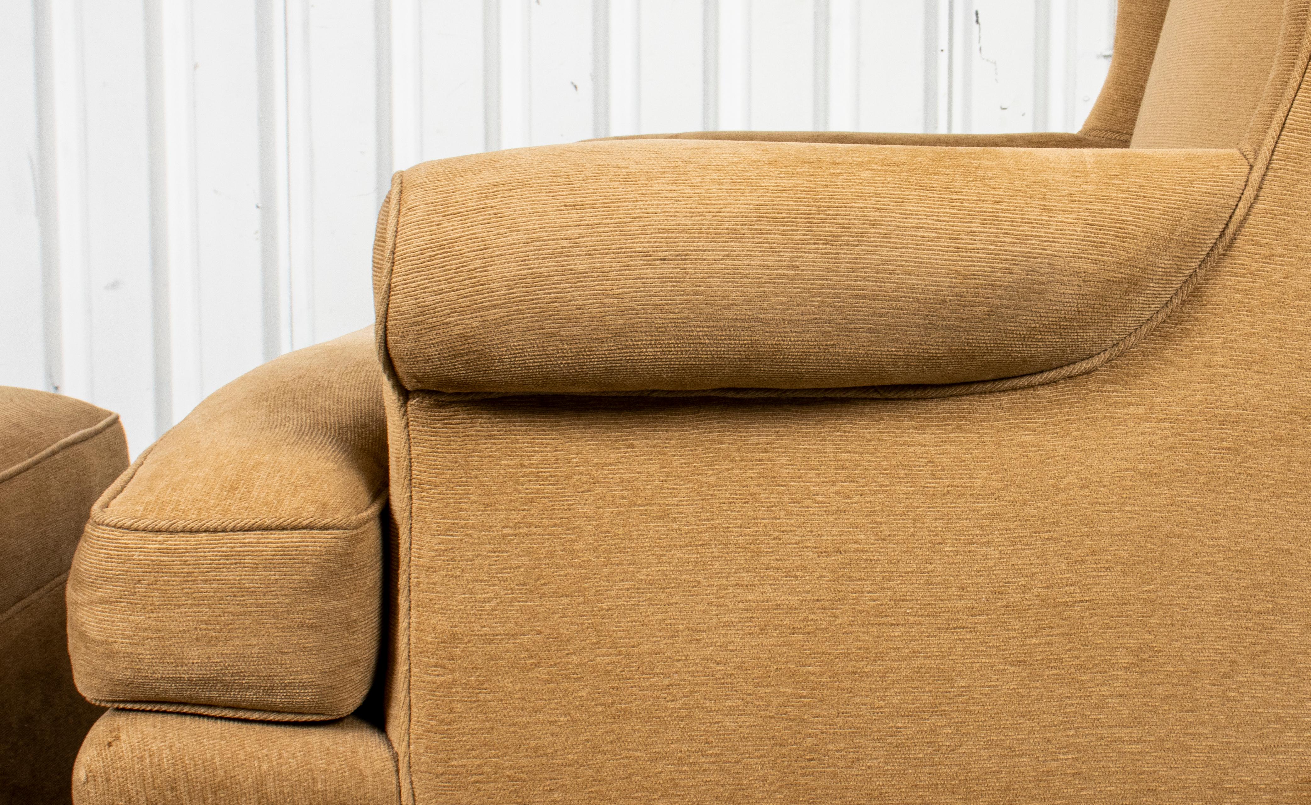 Velvet Upholstered Wingchair and Ottoman