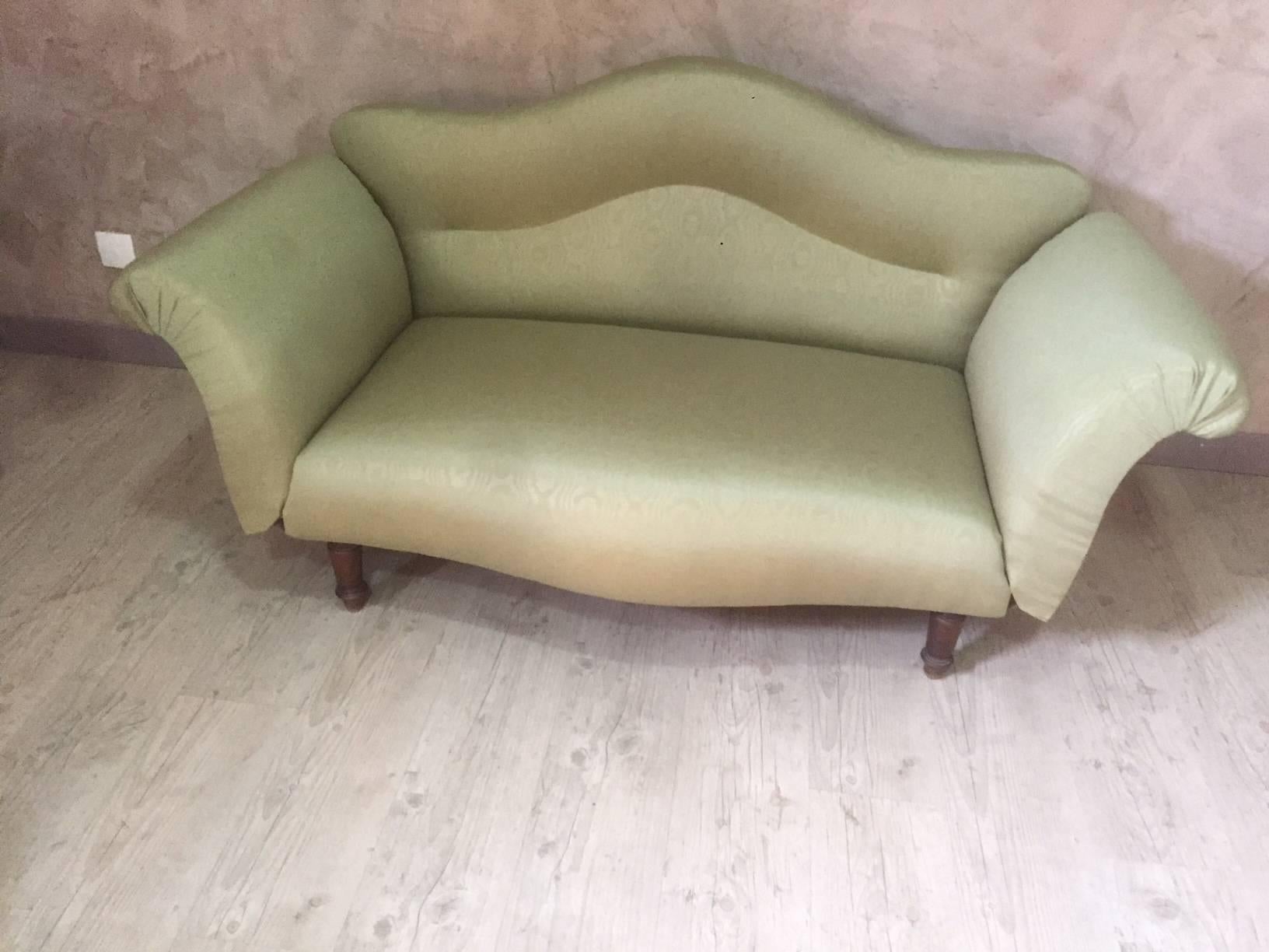 Mid-20th Century Upholstered with a Green Fabric Napoleon III Couch