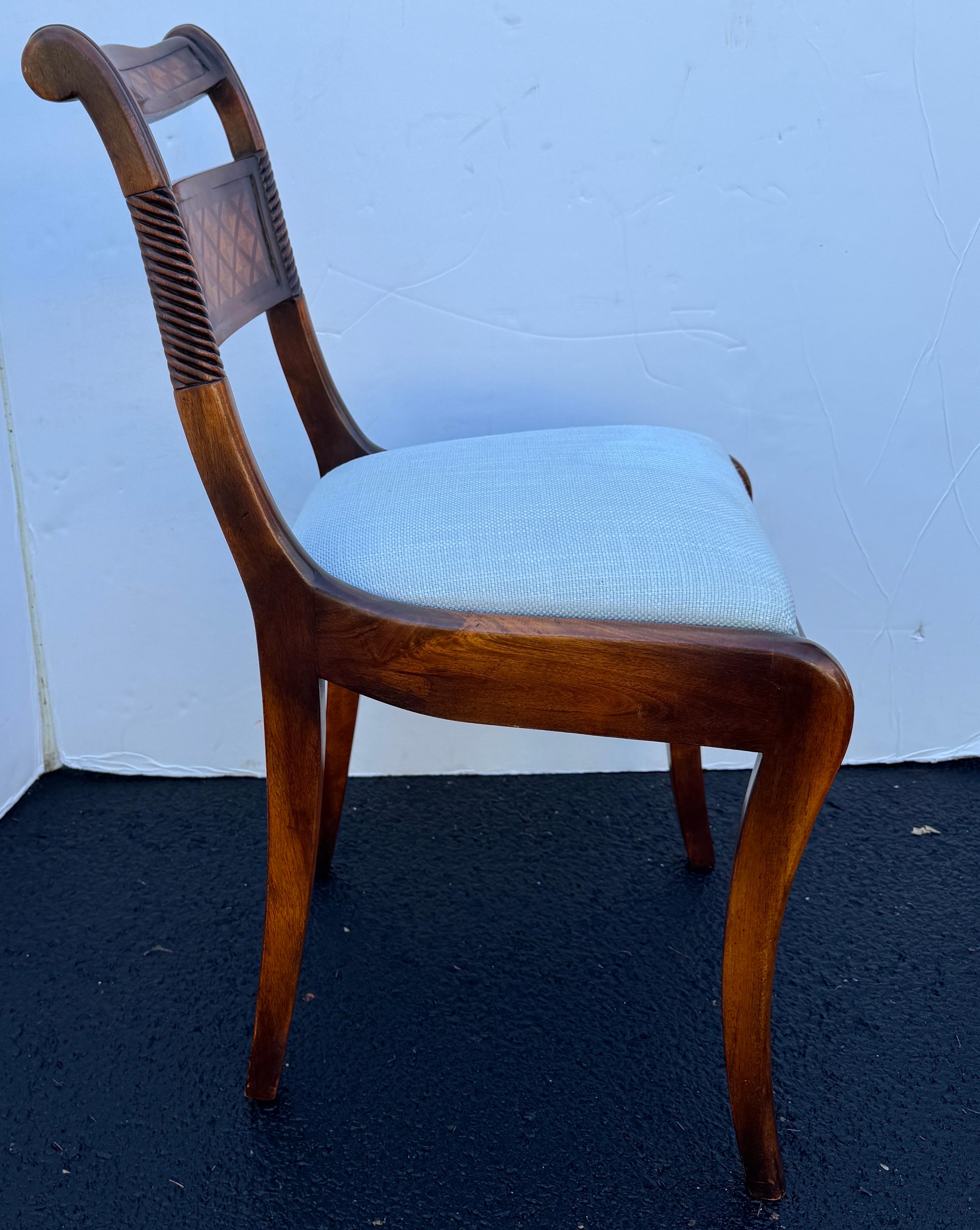 Upholstered Wood Desk Side Chair with Marquetry Inlay For Sale 6