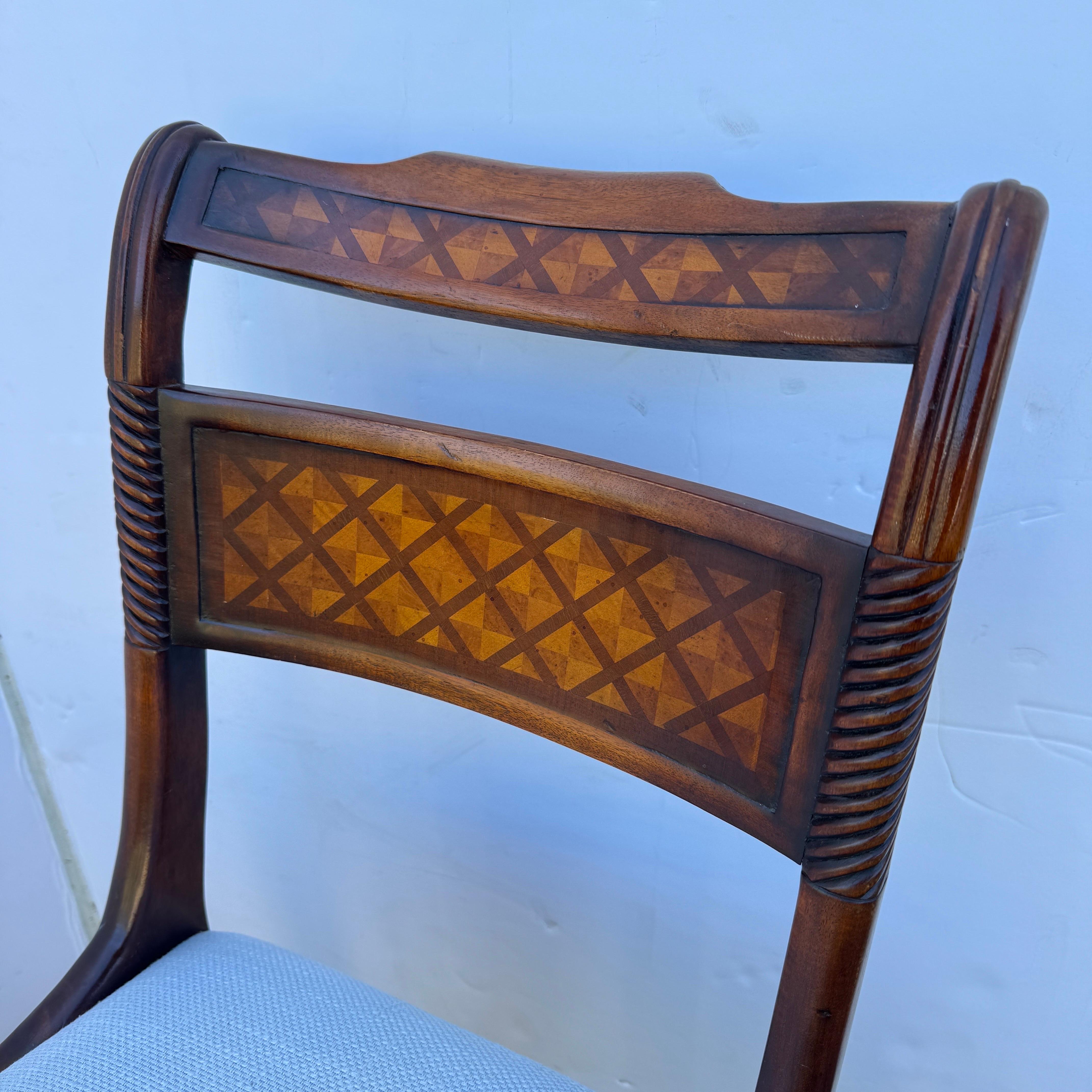 Upholstered Wood Desk Side Chair with Marquetry Inlay For Sale 7