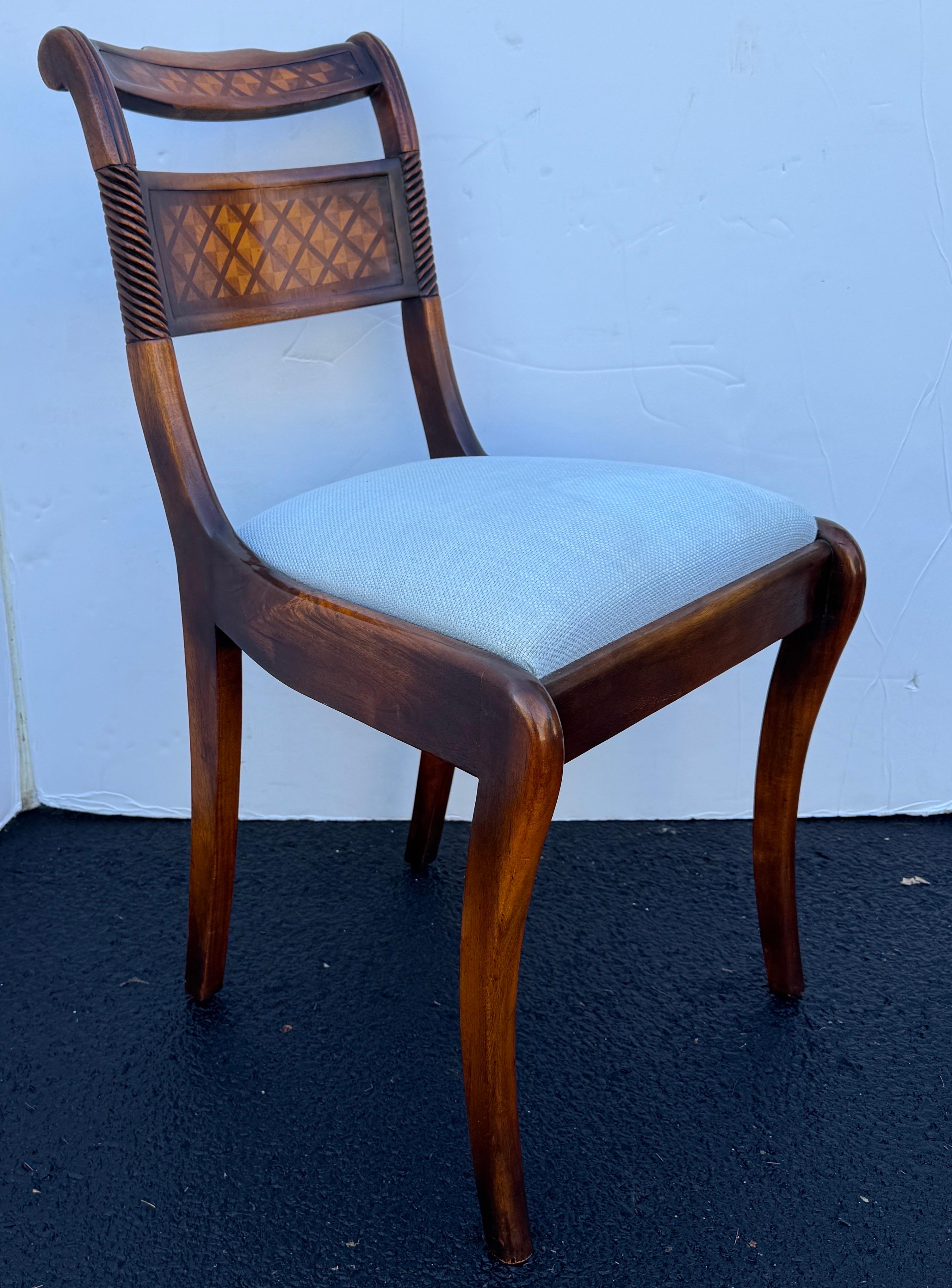 Upholstered Wood Desk Side Chair with Marquetry Inlay For Sale 8