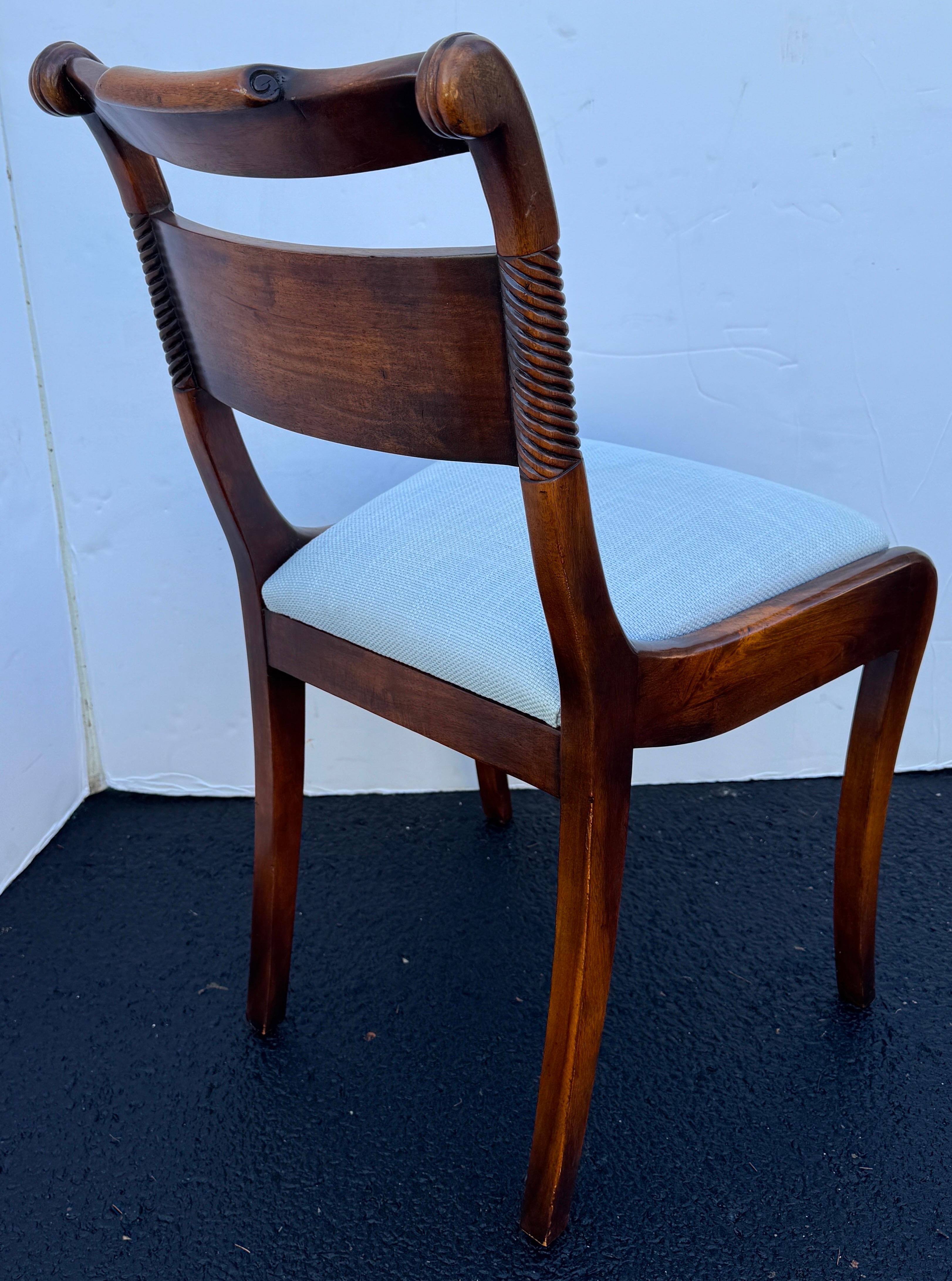 Biedermeier Upholstered Wood Desk Side Chair with Marquetry Inlay For Sale