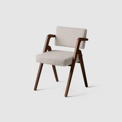 Solid Wood, Walnut Finish, Contemporary Dining Chair with Floating Seat & Back