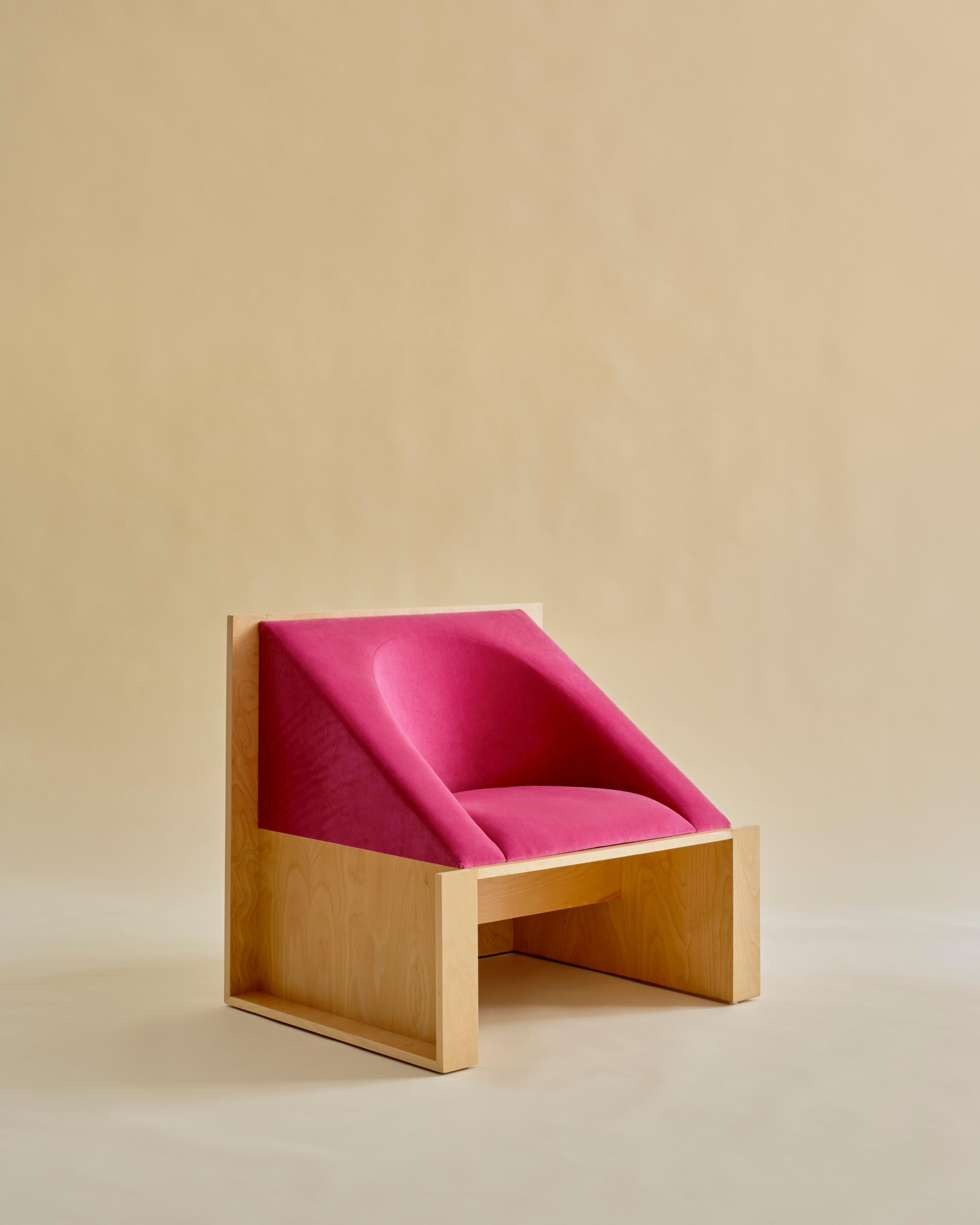 American Upholstered, Wood-Framed Perception Lounge Chair by Known Work For Sale