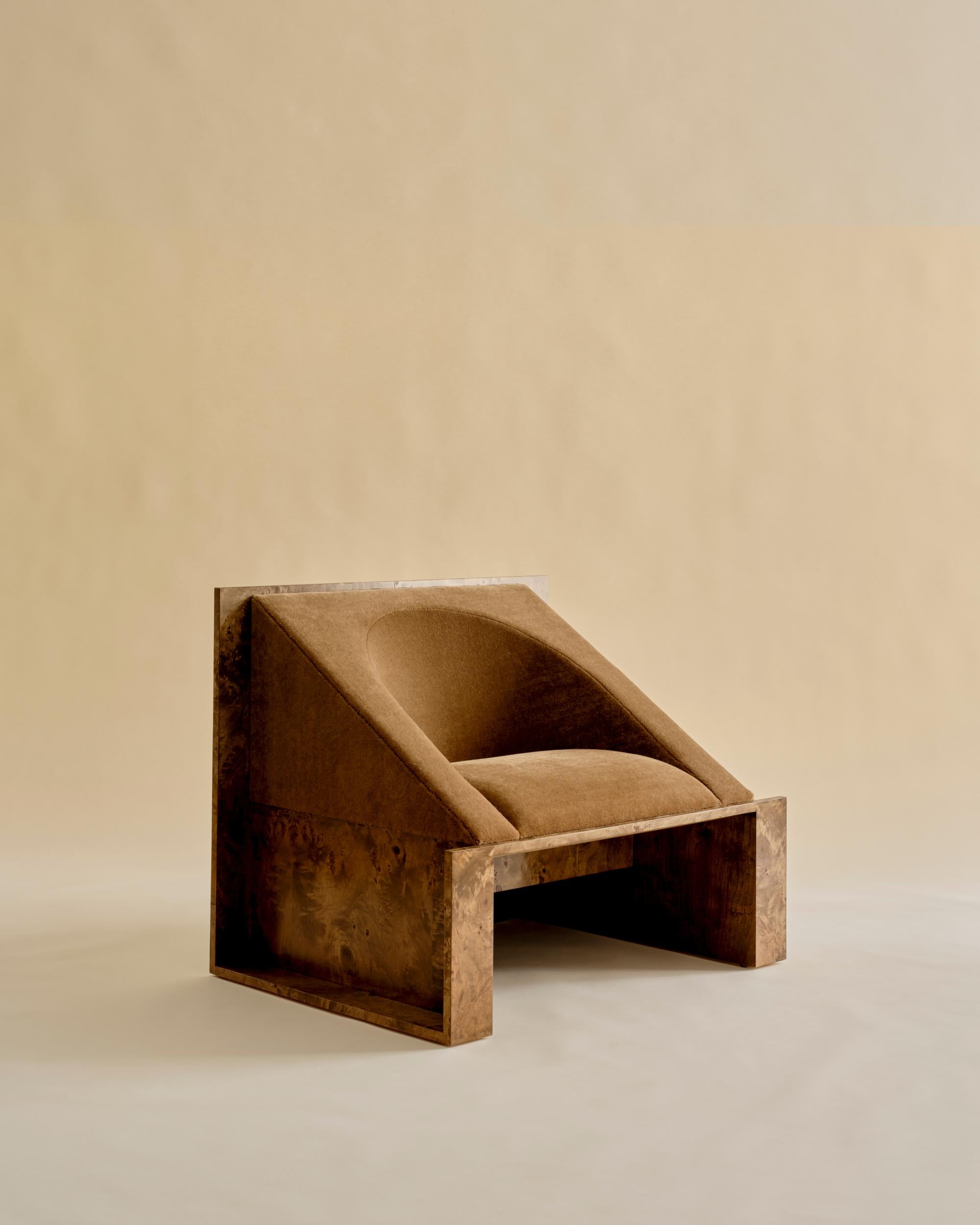 Upholstery Upholstered, Wood-Framed Perception Lounge Chair by Known Work For Sale