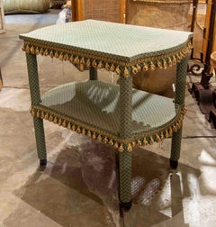 Upholstered Wooden Serving Trolley with Wheels