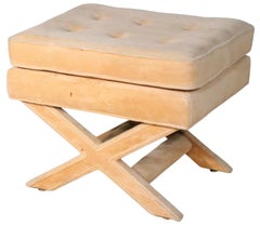 Upholstered X Base Stool after Billy Baldwin circa 1970's