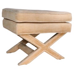 Upholstered X Base Stool after Billy Baldwin circa 1970's