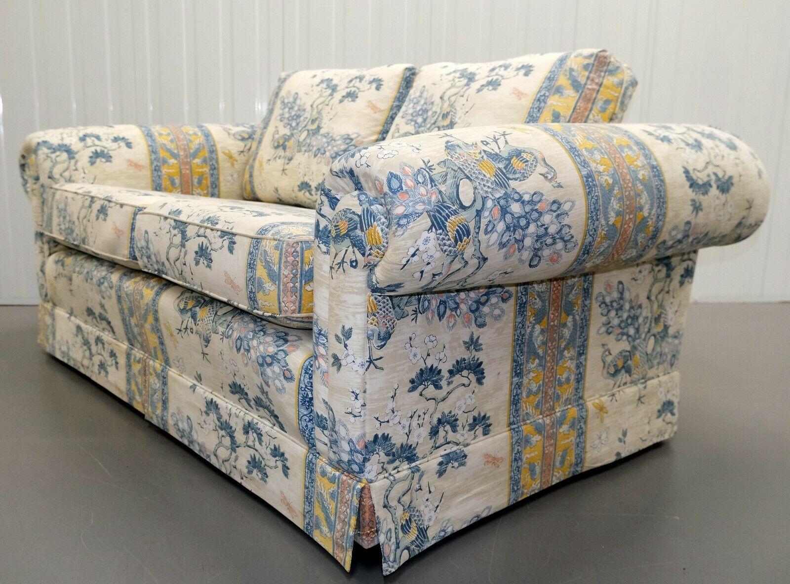 Country Upholstery by Ashley Lawrence Floral Sofa on Roll Arms with Reversible Cushions