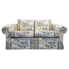 Vintage Upholstery by Ashley Lawrence Floral Sofa on Roll Arms with Reversible Cushions