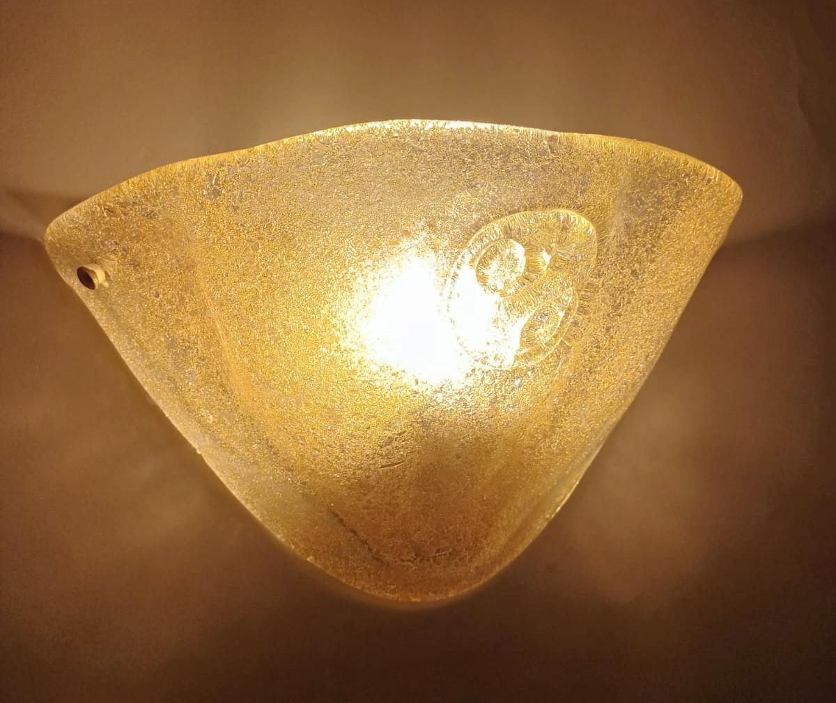 Brass Single Uplight Amber Graniglia Sconce For Sale