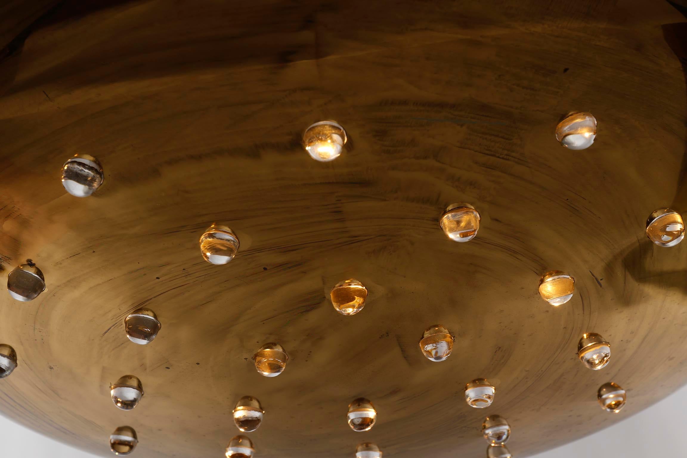 Uplight Bowl Flush Mount or Pendant Light, Brass Glass, 1960s 6