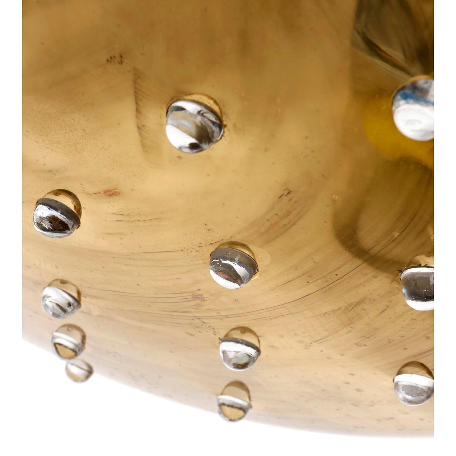 Uplight Bowl Flush Mount or Pendant Light, Brass Glass, 1960s 3