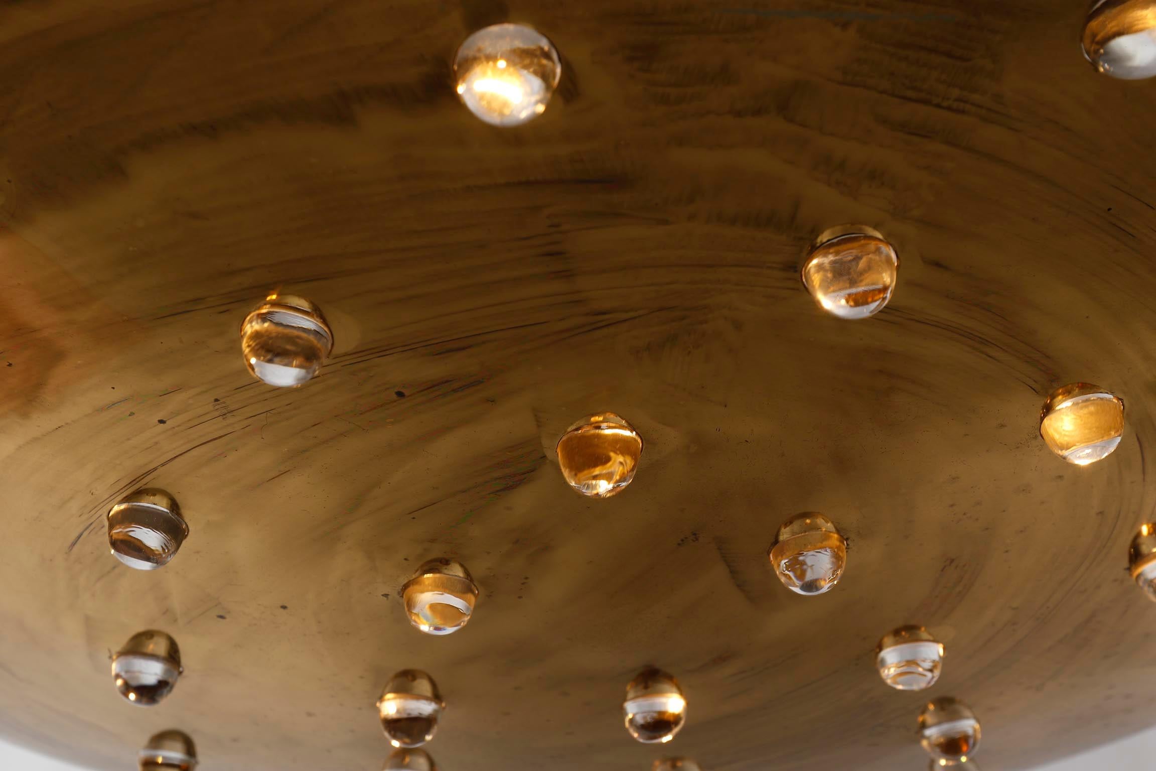 Uplight Bowl Flush Mount or Pendant Light, Brass Glass, 1960s 5