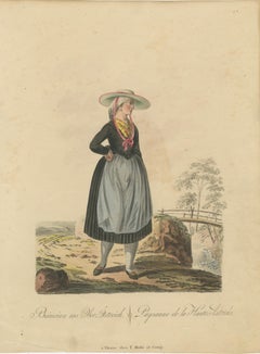 Upper Austria Folk Costume Pair, Antique Hand-Colored Lithographs – Vienna 1825
