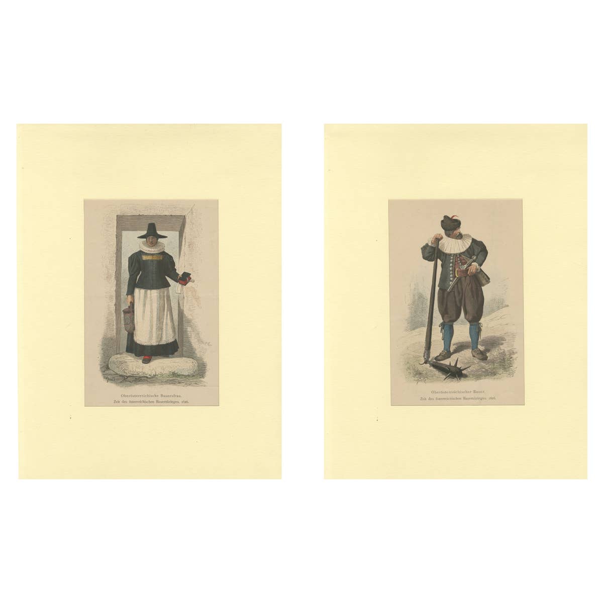 Upper Austrian Peasant Couple, 1626 – Historic Costume Prints, Berlin 1877