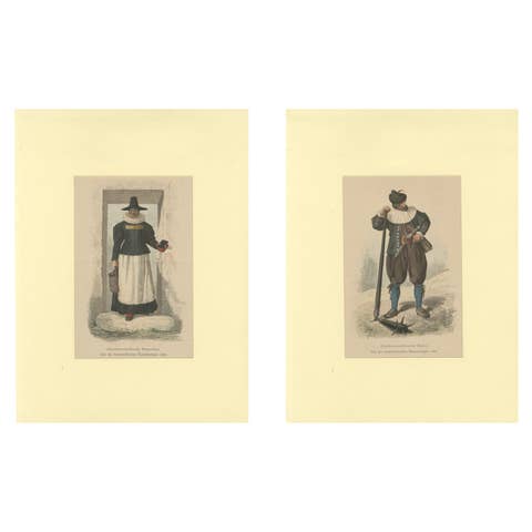 Upper Austrian Peasant Couple, 1626 – Historic Costume Prints, Berlin 1877