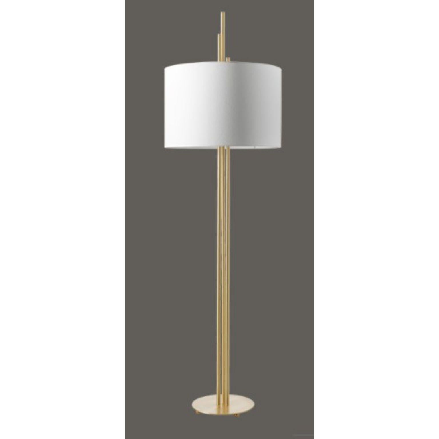 Upper floor lamp by Hervé Langlais
Dimensions: D60X H200 cm
Materials: Solid brass,Lampshade Drop Paper® M1, Black textile cable (2m).
Others finishes are available.

All our lamps can be wired according to each country. If sold to the USA it