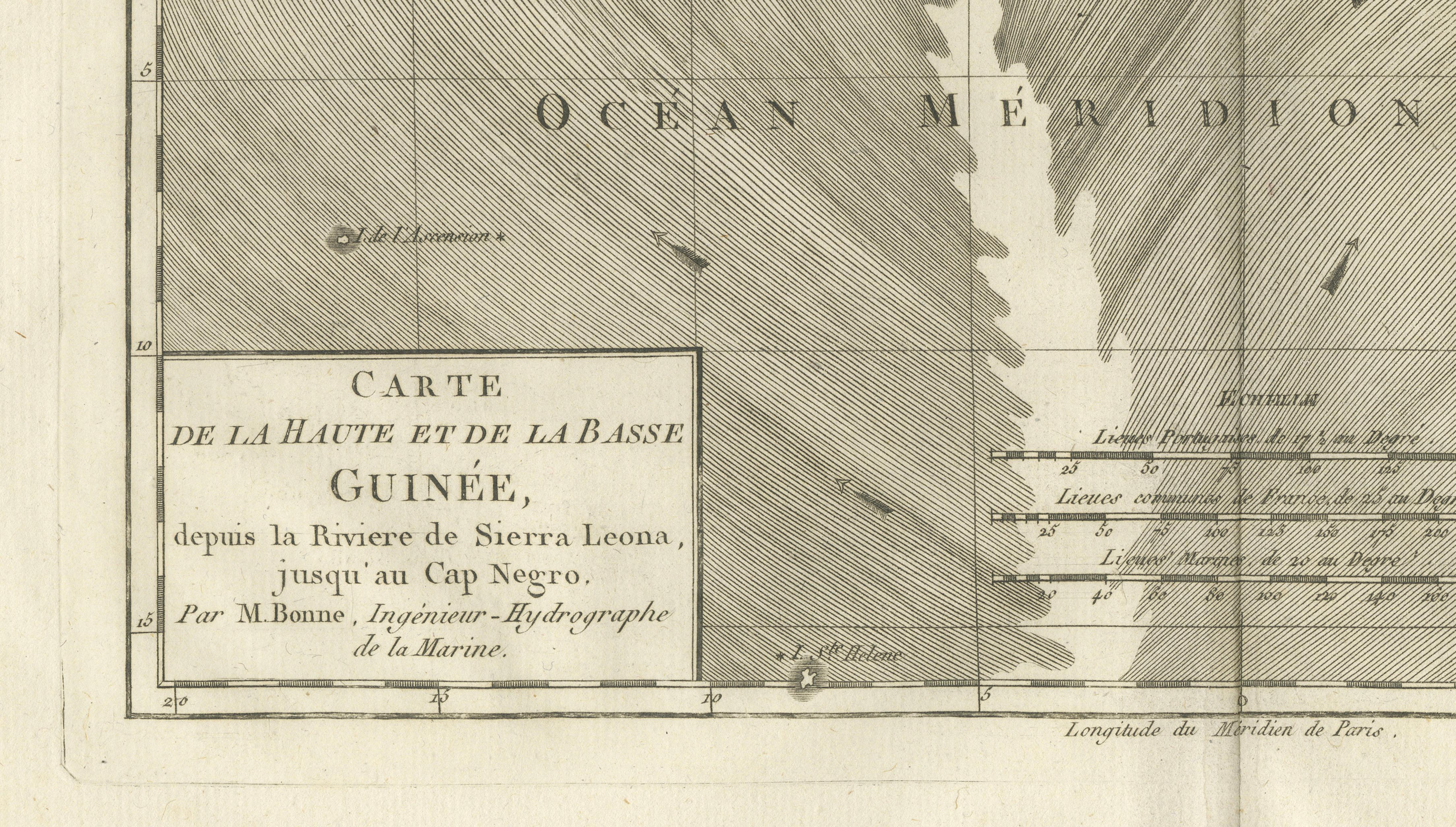 Upper & Lower Guinea Coast Map – West Africa by Bonne c.1780