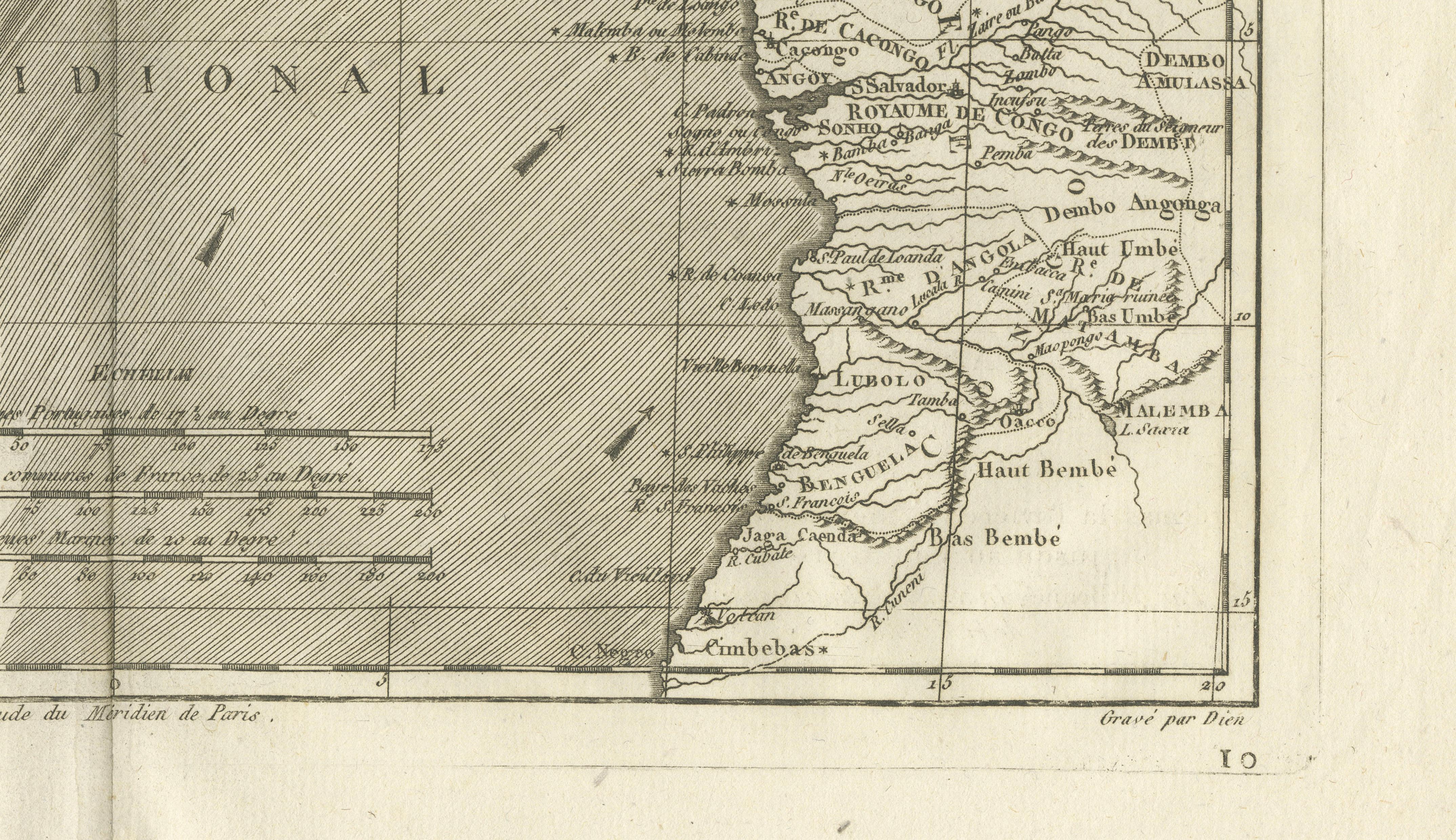 Upper & Lower Guinea Coast Map – West Africa by Bonne c.1780