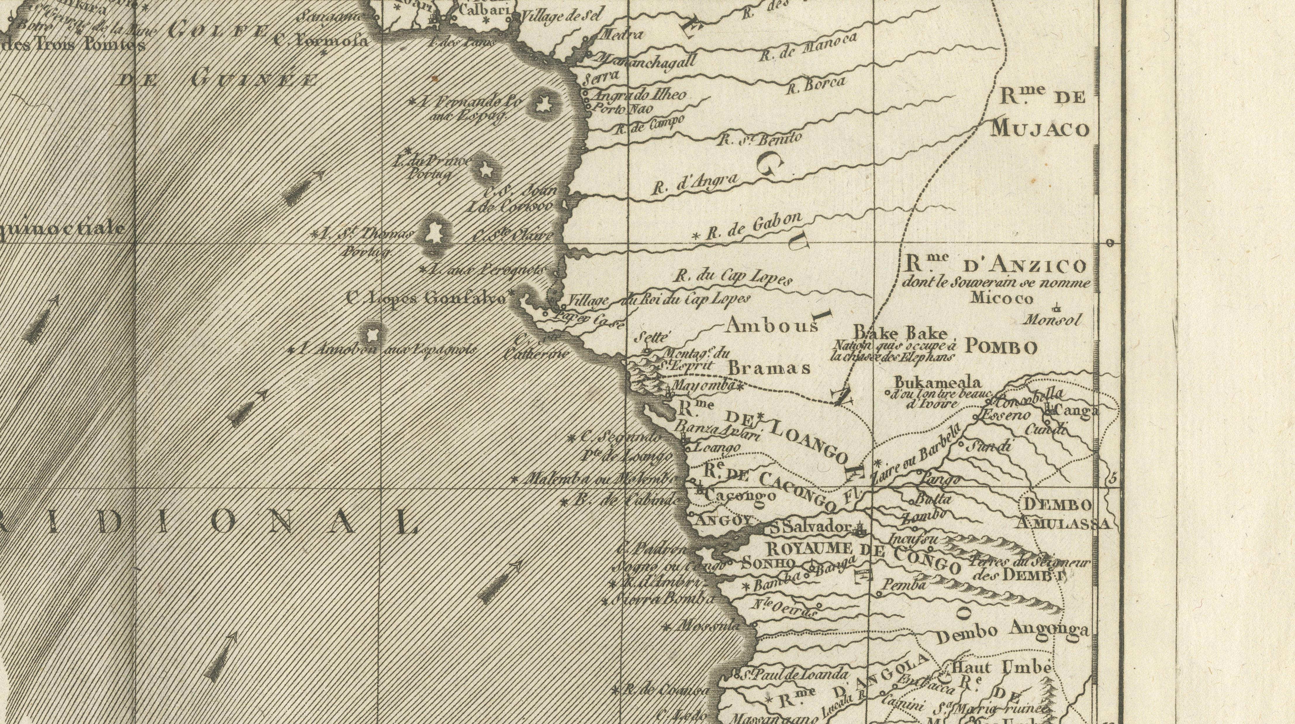 Upper & Lower Guinea Coast Map – West Africa by Bonne c.1780