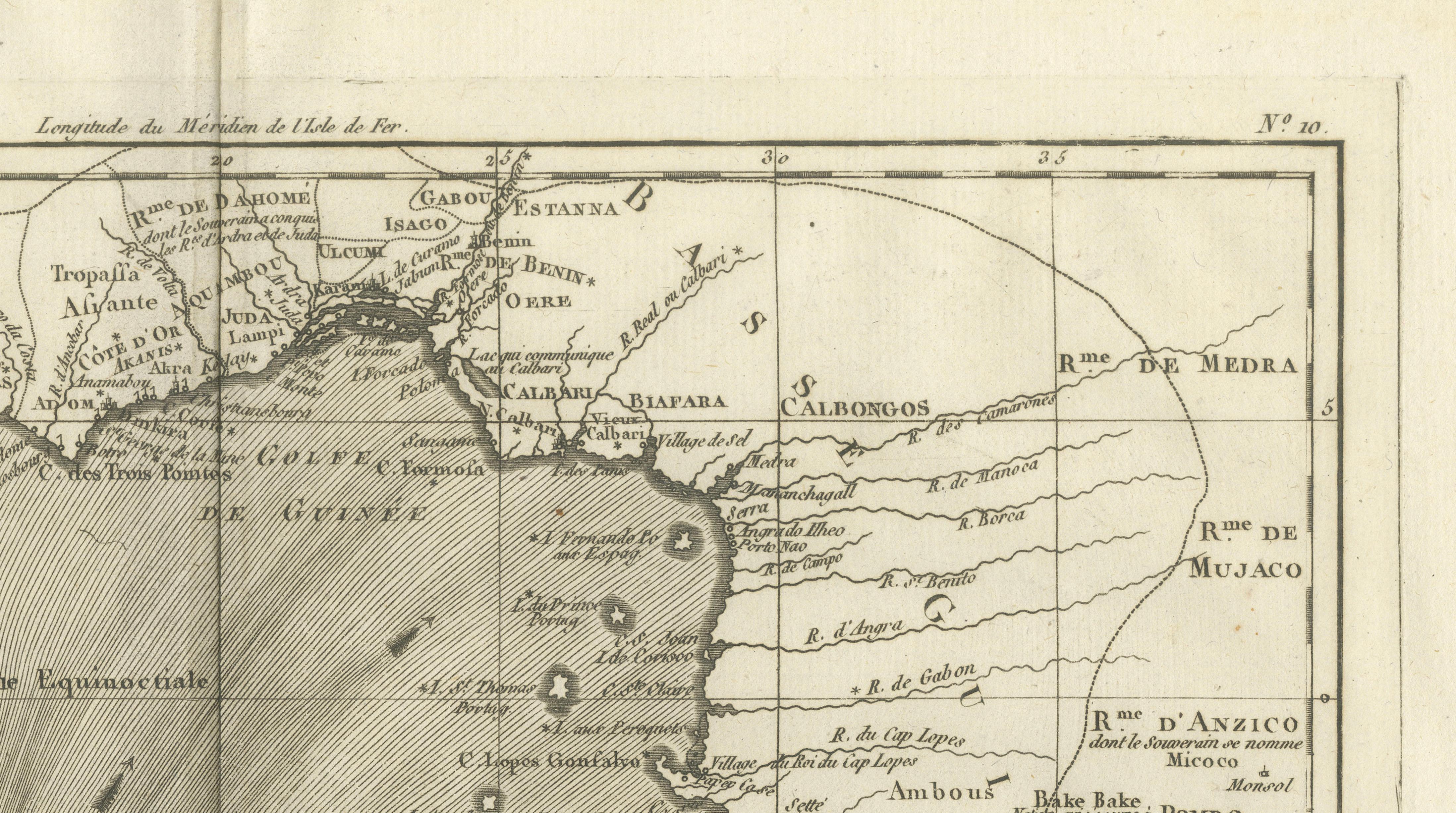 Upper & Lower Guinea Coast Map – West Africa by Bonne c.1780