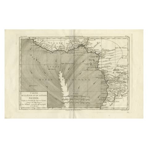Upper & Lower Guinea Coast Map – West Africa by Bonne c.1780