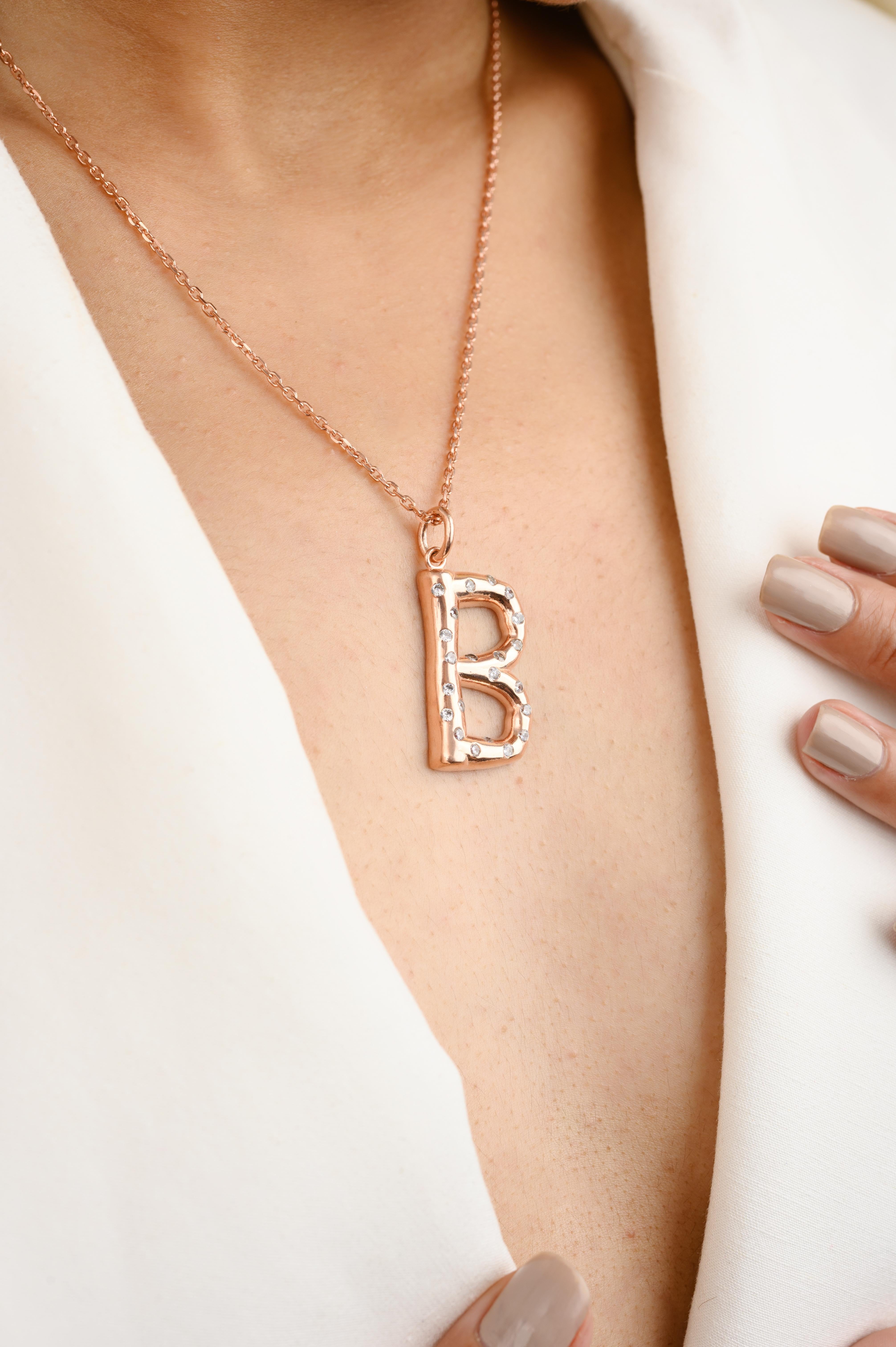 Uppercase Letter Rose Gold Plated Zircon Pendant Silver Necklace in sterling silver. You shall need these statement necklace to make a statement with your look. Each piece features dazzling cubic zirconia stones, renowned for their brilliance and
