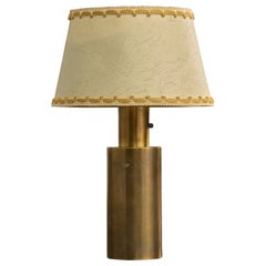 Uppsala Armaturfabrik, lampe de table, laiton, parchemin, Suède, années 1950