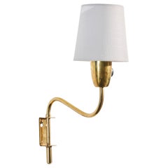 Uppsala Armaturfabrik, applique murale, laiton, tissu, Suède, années 1950