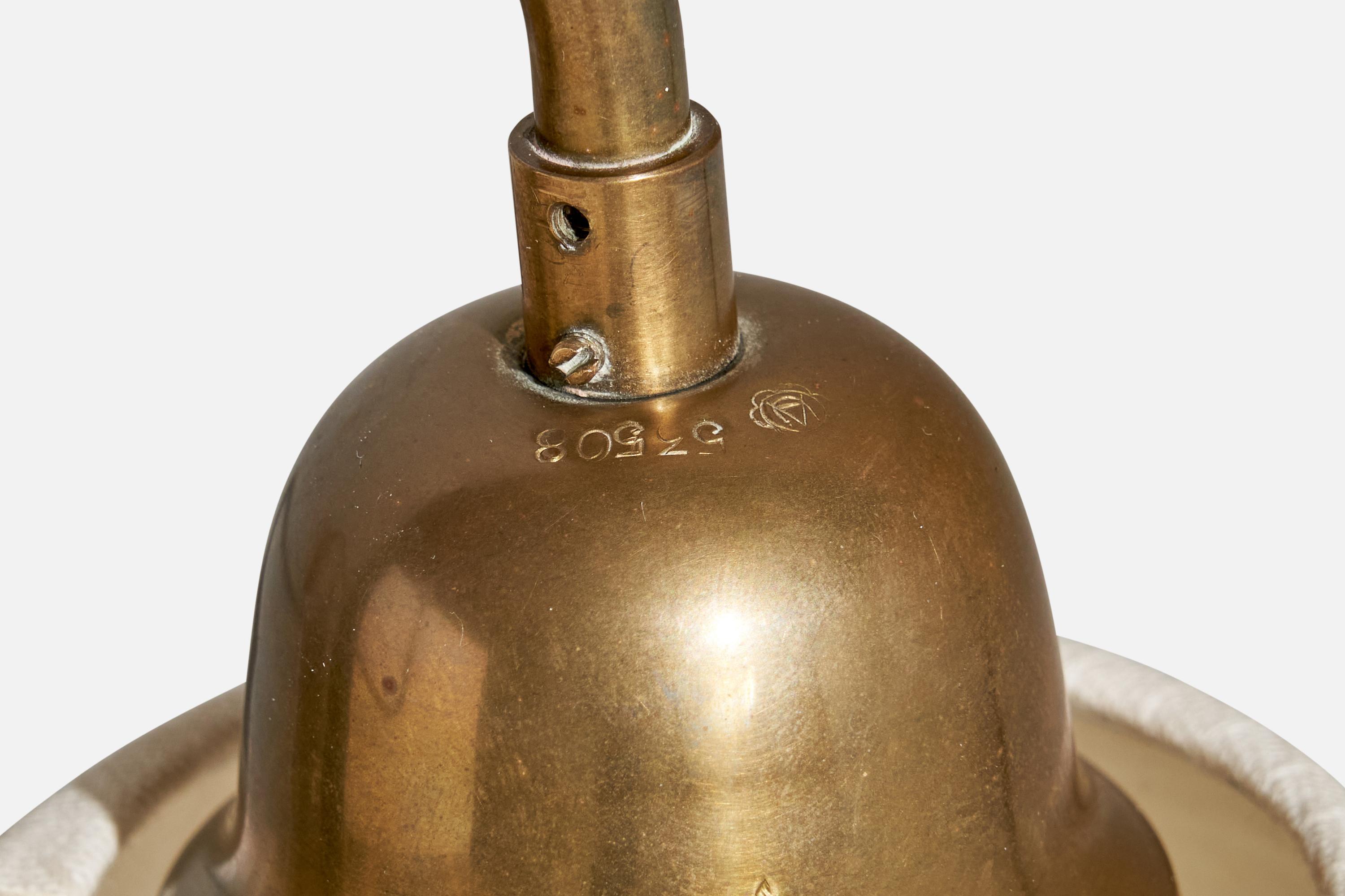 Uppsala Armaturfabrik, Wall Light, Brass, Metal, Fabric, Sweden, 1940s For Sale 5