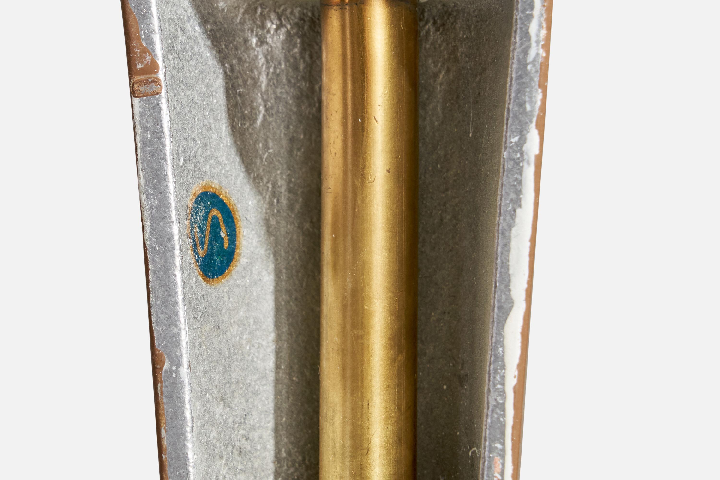 Uppsala Armaturfabrik, Wall Light, Brass, Metal, Fabric, Sweden, 1940s For Sale 6