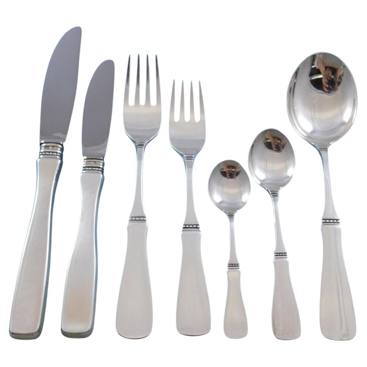 Pre-owned Markströms Guldsmeds Ab K G Uppsala By Mema Swedish 830 Silver Flatware Set Service 80 Pc Beaded Eric Lofman