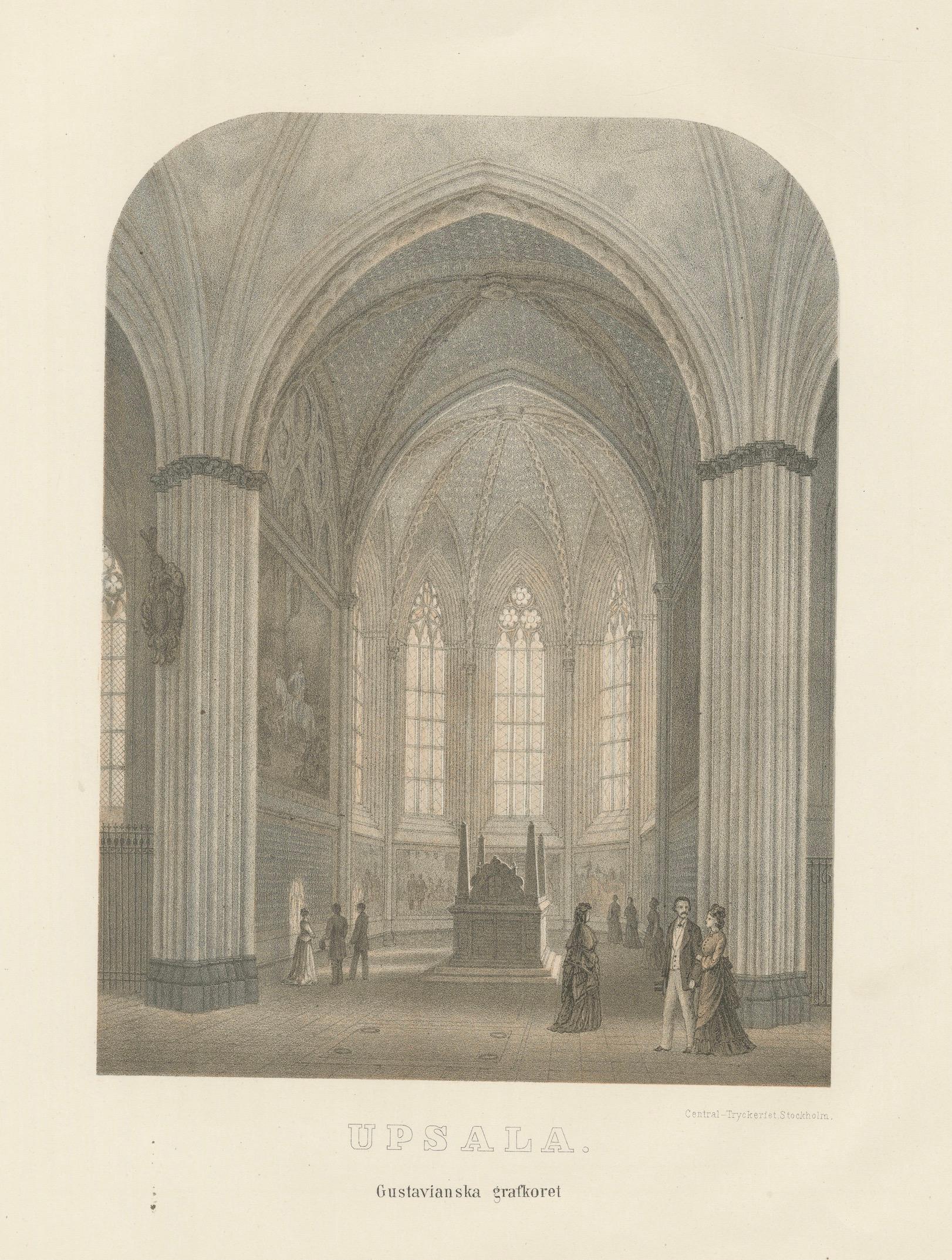 Uppsala Cathedral Memorial Chapel, Gustavianska Grafkoret, Lithograph 1877