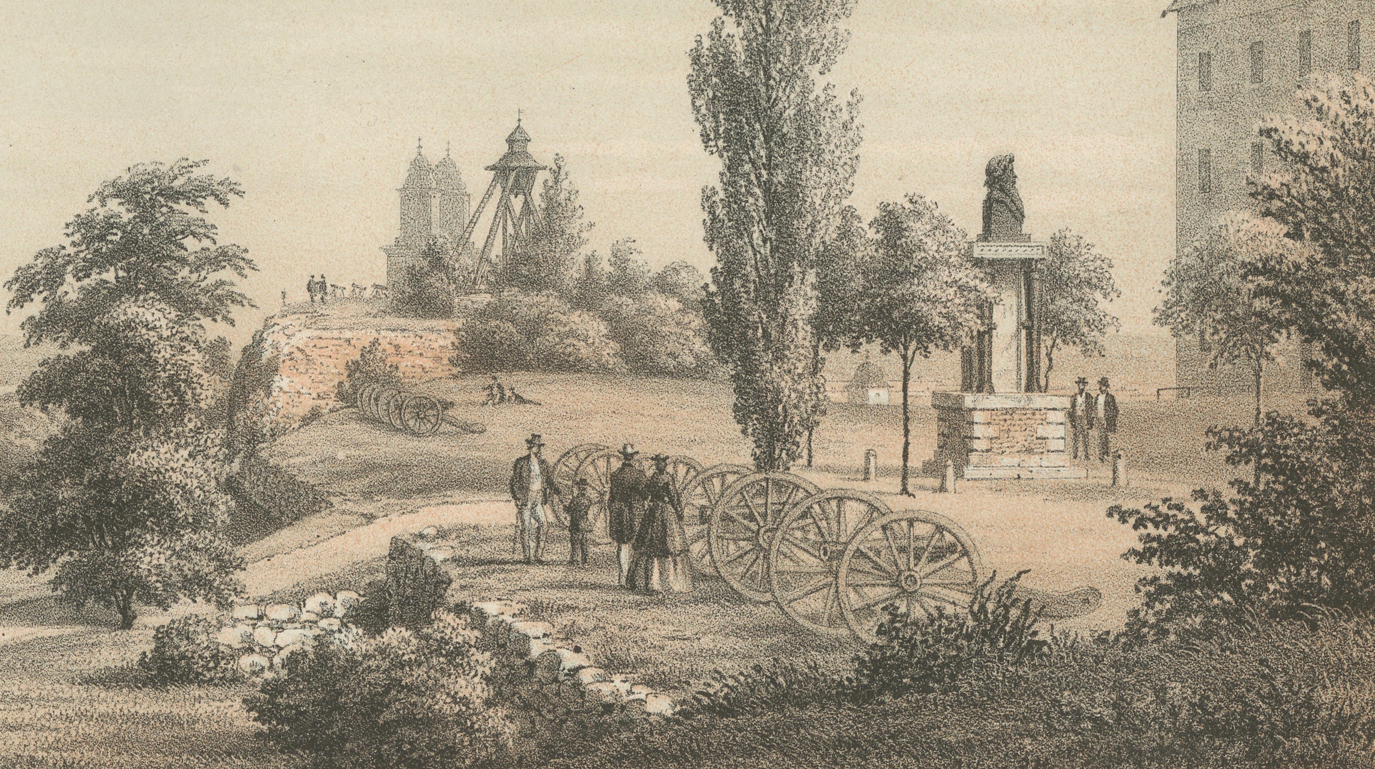 Uppsala Från Gröna Kullen View, Swedish Tinted Lithograph by A. Nay, 1877