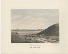 Uppsala from Gamla Uppsala, Swedish Landscape View Lithograph by A. Nay, 1877