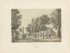 Uppsala Odinslund Park View, Swedish Tinted Lithograph by A. Nay, 1877