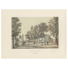 Uppsala Odinslund Park View, Swedish Tinted Lithograph by A. Nay, 1877