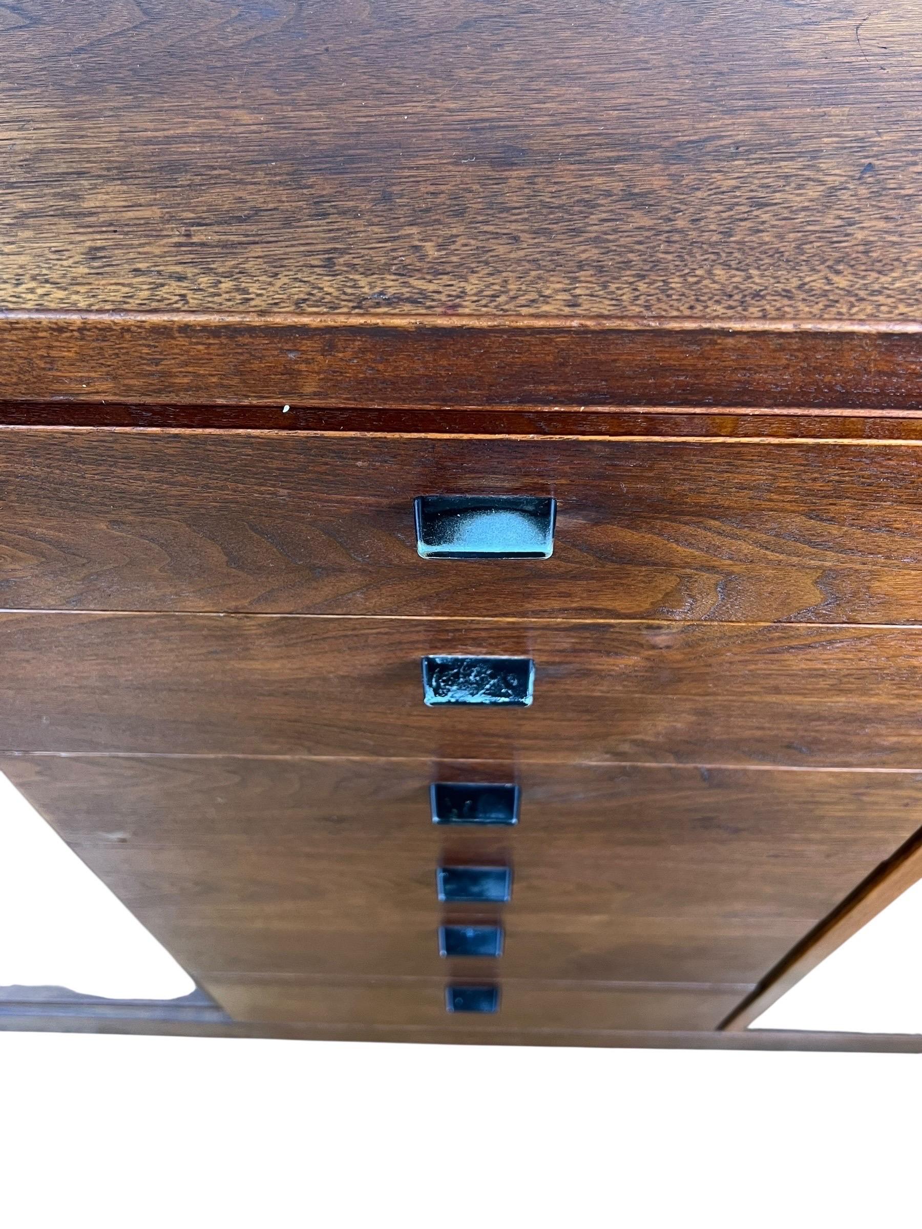 Walnut Upright Buffet / Credenza in the Style of Jack Cartwright For Sale